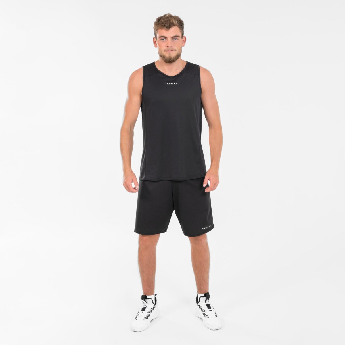 Men Basketball Sleeveless Jersey T100 Black - Image 3
