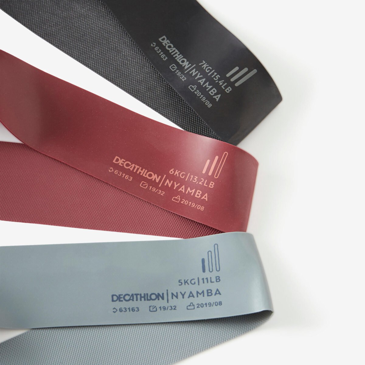 Gym Mini Resistance Band - 5-6-7 kg - Turquoise/Burgundy/Black - Image 4