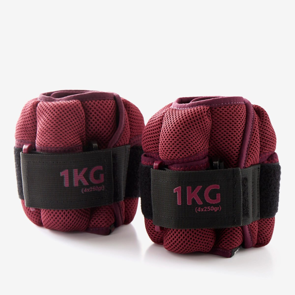 Gym Ankle Weights Adjustable - 1 kg Twin-Pack Burgundy - Image 4