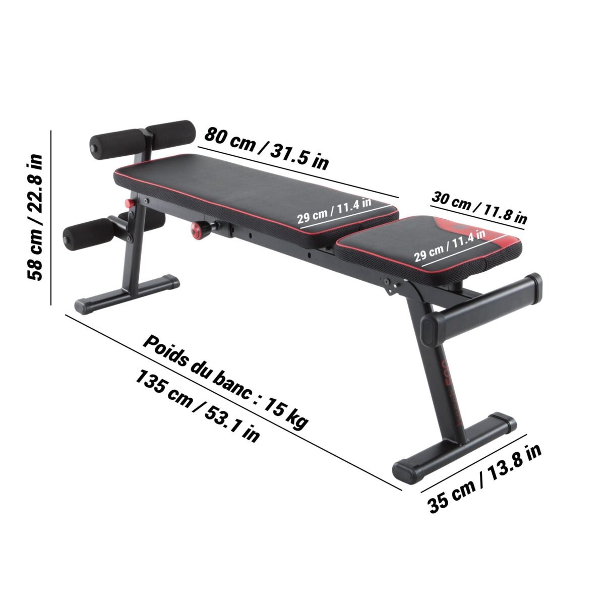 Gym Weight Bench, Foldable, 4 Incline levels, Supports upto 220kg, 500 - Black - Image 3
