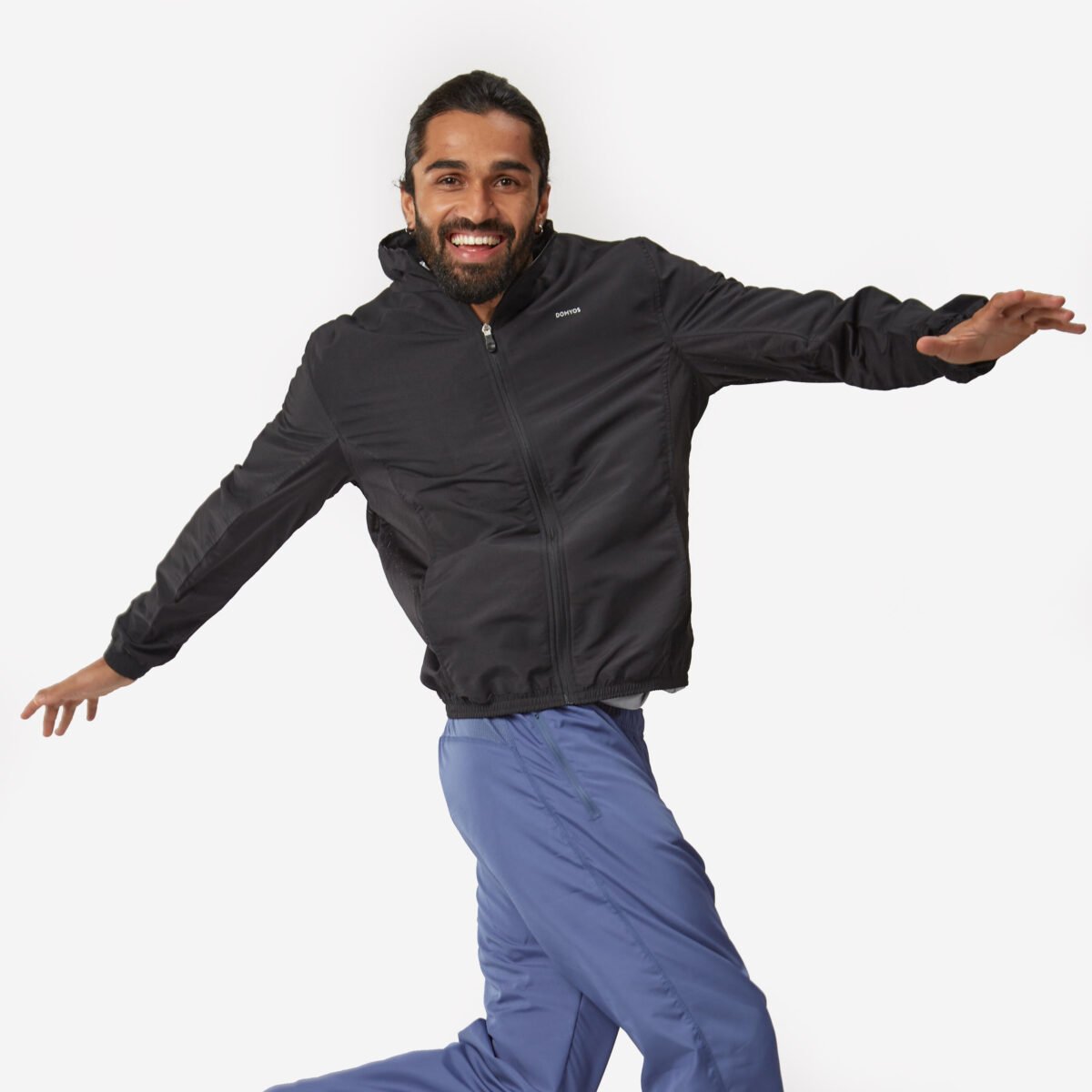 Men Fitness Tracksuit Jacket with Moisture Management FJA 100 - Black - Image 3