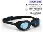 Adult Swimming Goggles Men Women UV Protection Xbase Anti-Fog Clear Lenses Black