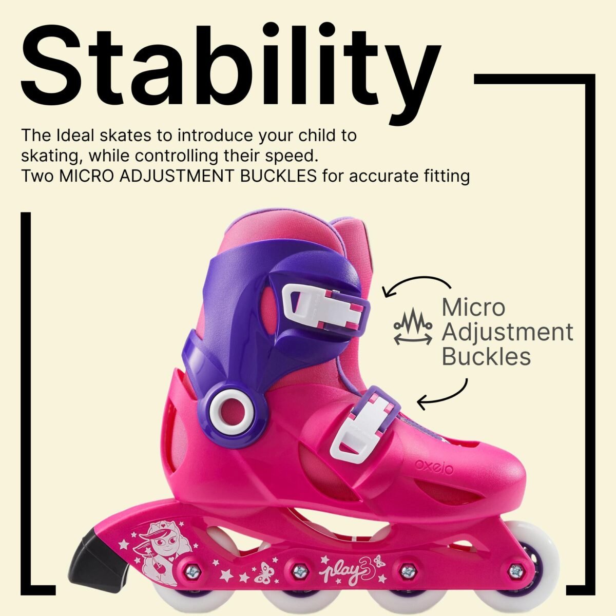 Kids Skating Shoes Inline Play 3 Pink - Image 3