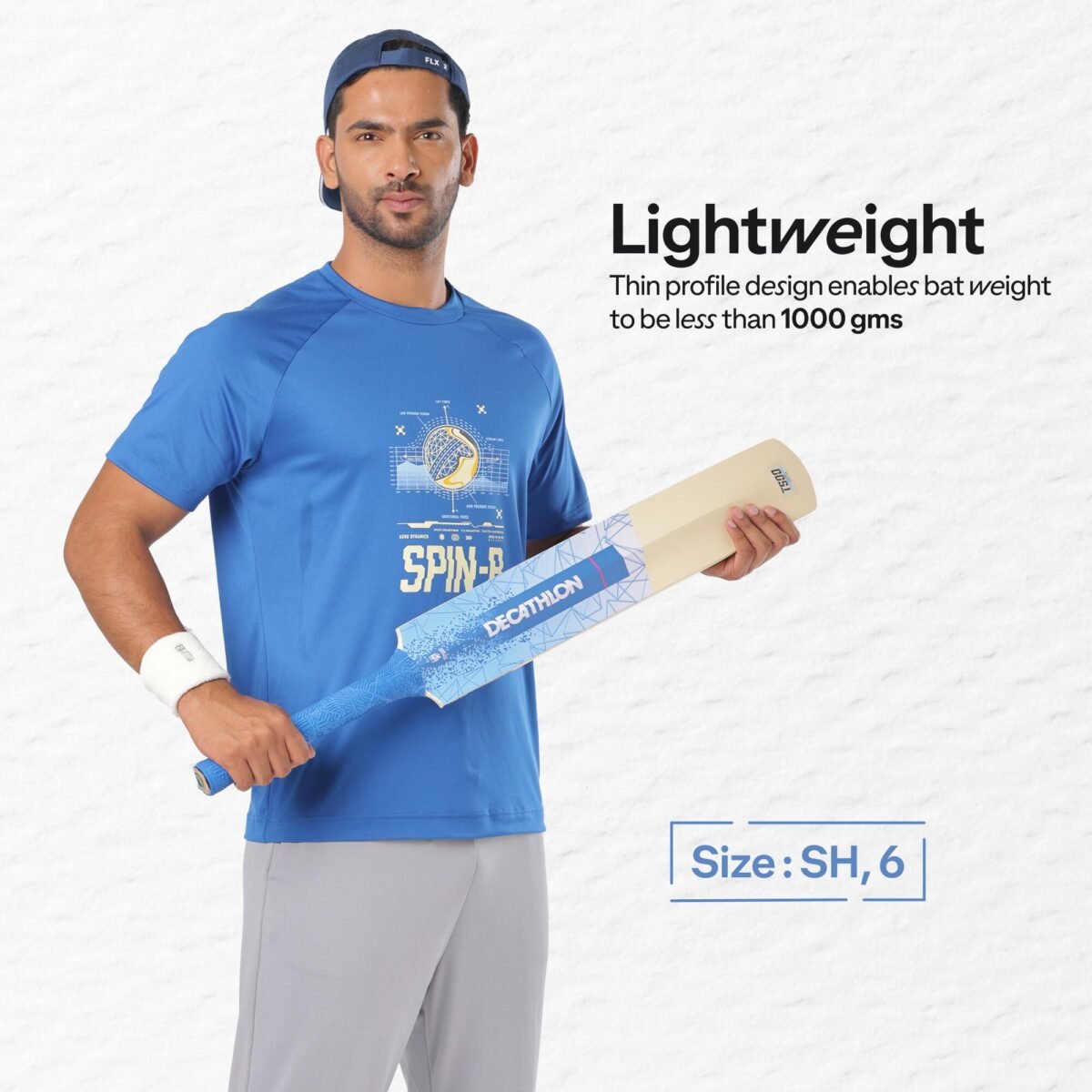 Cricket Bat for Soft & Medium Tennis Ball T500 Light - Blue - Image 2