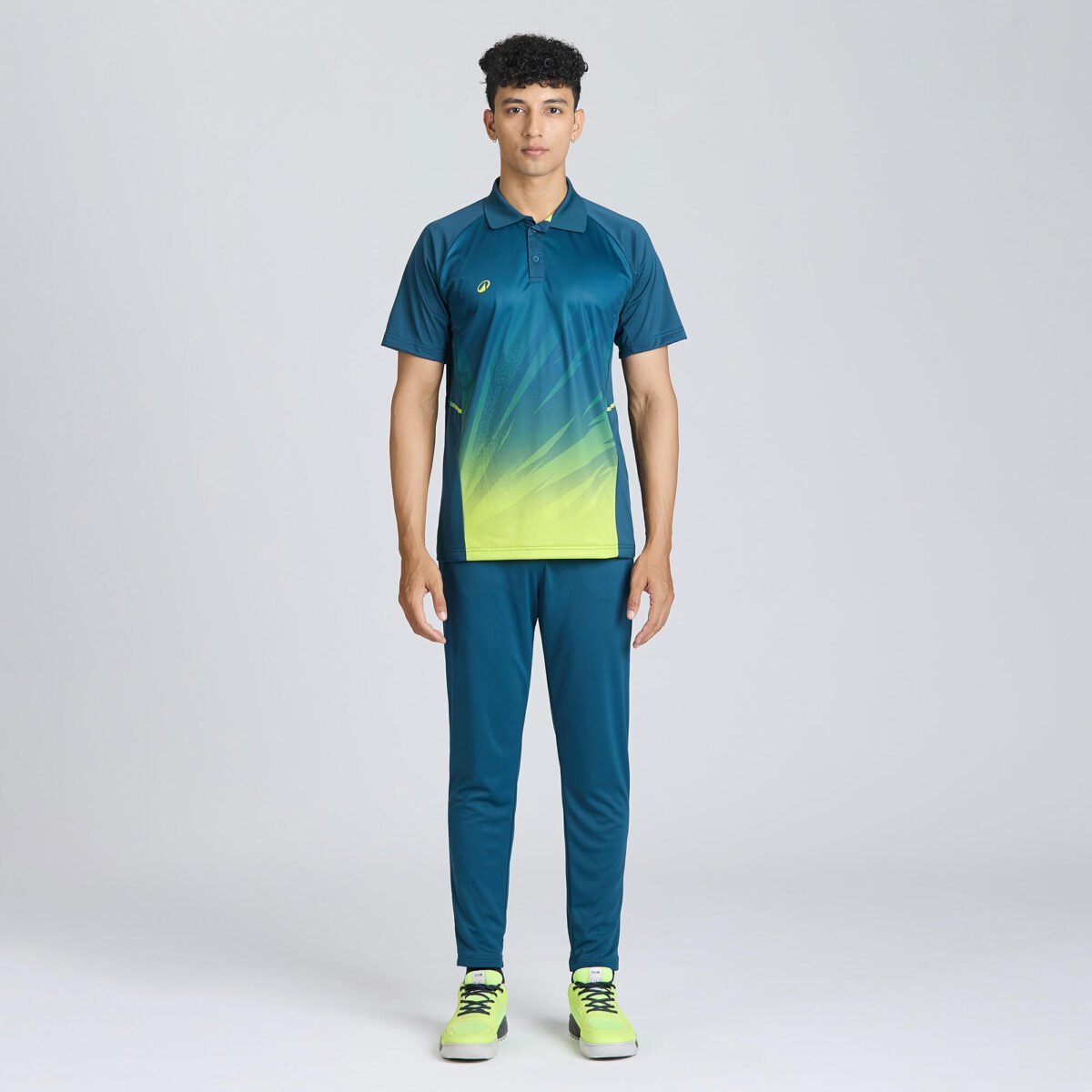 Men's Cricket Polo CP 500 Turquoise Short Sleeve - Image 2